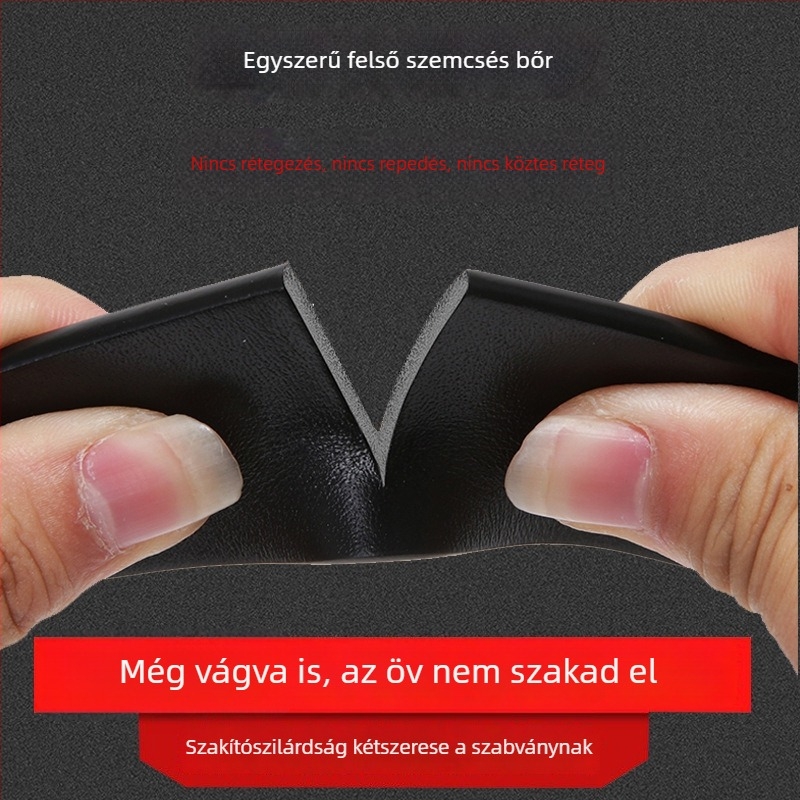 Férfiaknak szóló felső réteg marhabőrből készült öv, valódi bőr, automata csat, perforált, szélesség 3,5/3,8 cm
