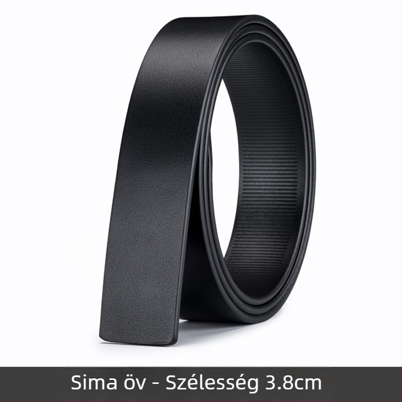 Férfiaknak szóló felső réteg marhabőrből készült öv, valódi bőr, automata csat, perforált, szélesség 3,5/3,8 cm