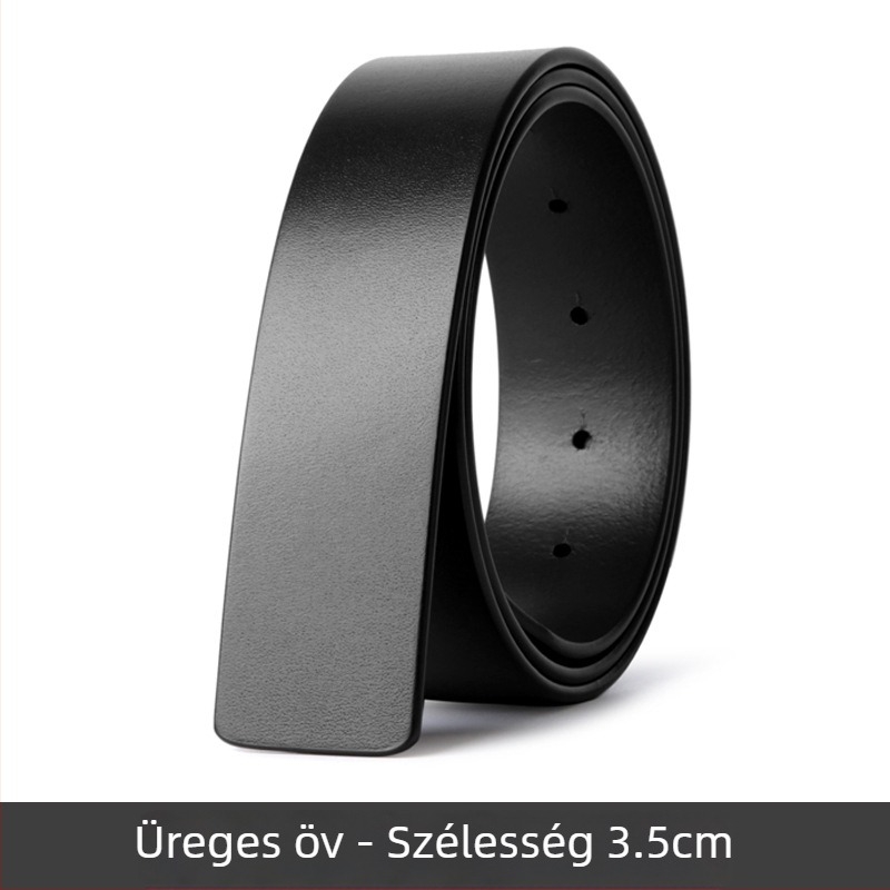 Férfiaknak szóló felső réteg marhabőrből készült öv, valódi bőr, automata csat, perforált, szélesség 3,5/3,8 cm