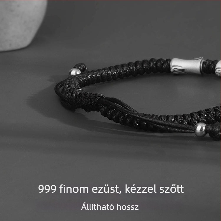 S999 ezüst bambusz-stílusú férfi karkötő – új retro dizájn, egyedi ajándék a barátnak