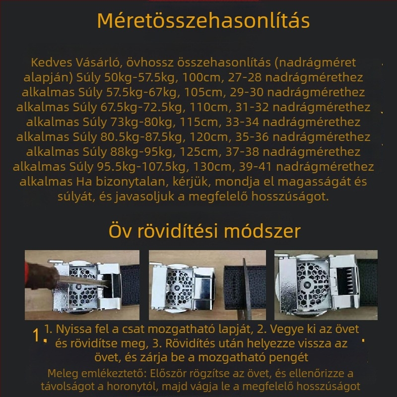 Férfi öv automata csattal, koreai ihletésű stílus, hétköznapi-üzleti viselet, műbőr, forgó csattal, minimalista dizájn
