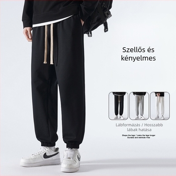 Férfi tavasz–ősz casual nadrág, egyenes szabás, sportos, sokoldalú