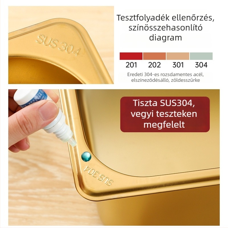 32 cm méretű, rozsdamentes acélból készült, téglalap alakú tál fedővel és osztólemezzel