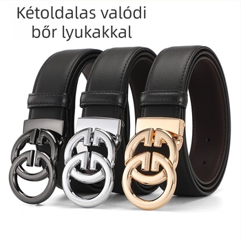 Új férfi bőrből készült öv sima csattal, sokoldalú üzleti öv
