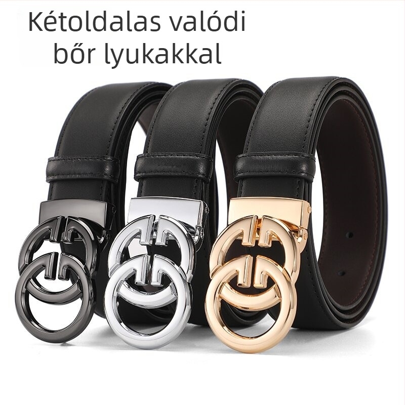 Új férfi bőrből készült öv sima csattal, sokoldalú üzleti öv