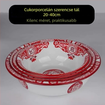 Emailezett mosdóedény, nosztalgikus klasszikus retro dizájn, vastag falú, piros esküvői stílus