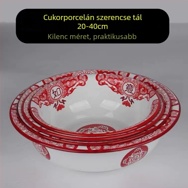 Emailezett mosdóedény, nosztalgikus klasszikus retro dizájn, vastag falú, piros esküvői stílus