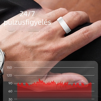 Bluetoothos egészségügyi monitorozó gyűrű: pulzus, véroxigén szint és alvás nyomon követése, automatikus detektálás és beépített kamera