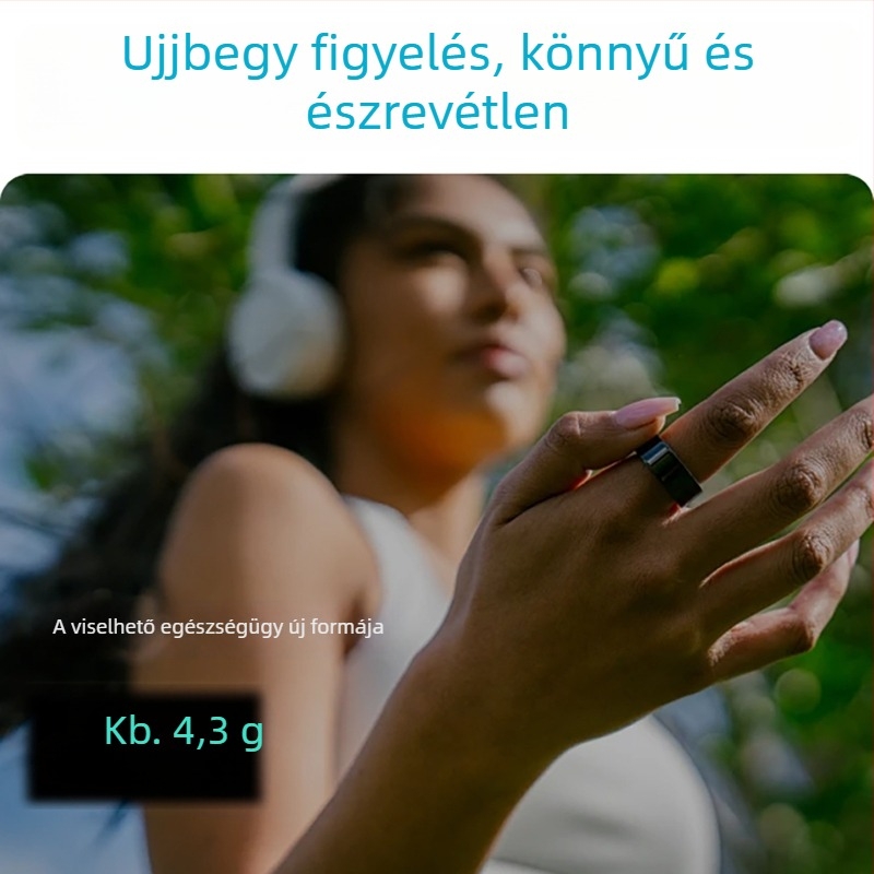 Bluetoothos egészségügyi monitorozó gyűrű: pulzus, véroxigén szint és alvás nyomon követése, automatikus detektálás és beépített kamera