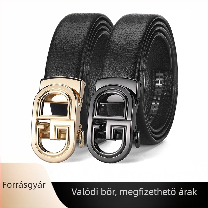 Férfi PU bőr öv ötvözet automata csattal, elegáns és sokoldalú üzleti és mindennapi viselethez, szélesség 2-4 cm, Coinoknoe