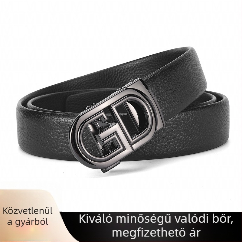 Férfi PU bőr öv ötvözet automata csattal, elegáns és sokoldalú üzleti és mindennapi viselethez, szélesség 2-4 cm, Coinoknoe
