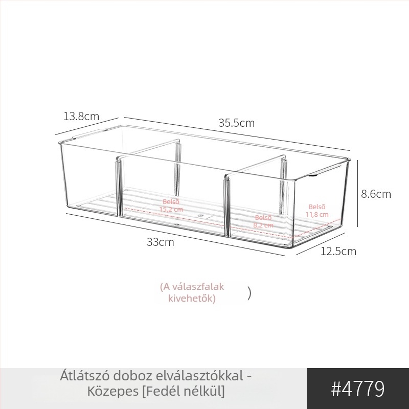 Átlátszó gyógyszeres tároló, több rekesz, asztali használatra