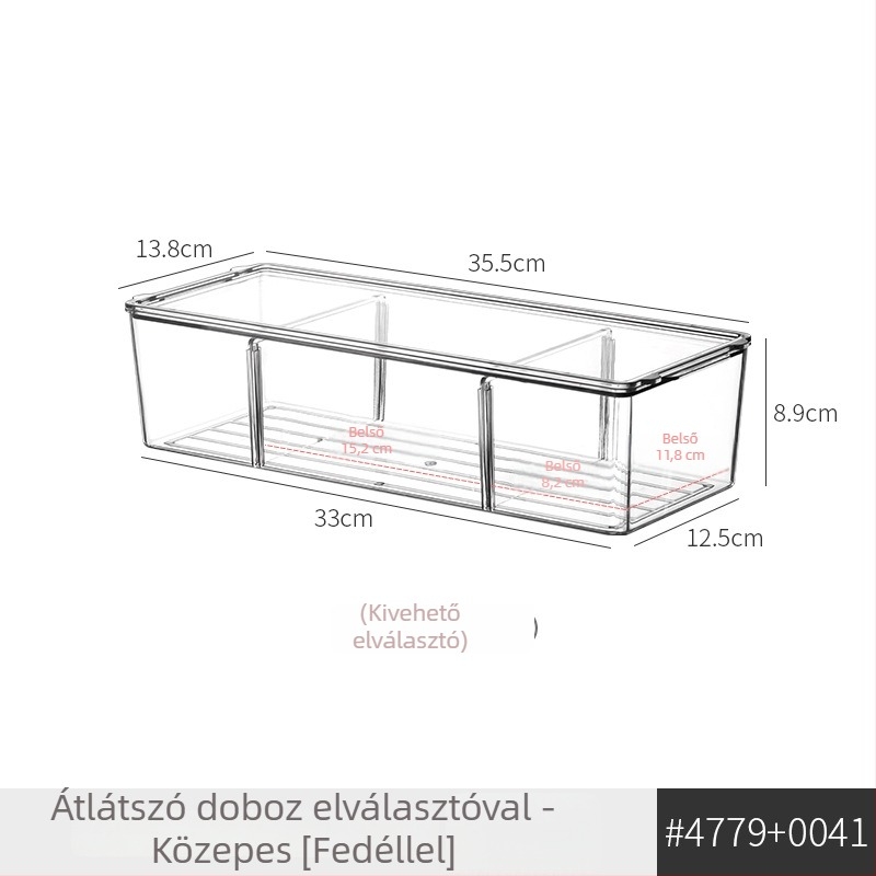 Átlátszó gyógyszeres tároló, több rekesz, asztali használatra