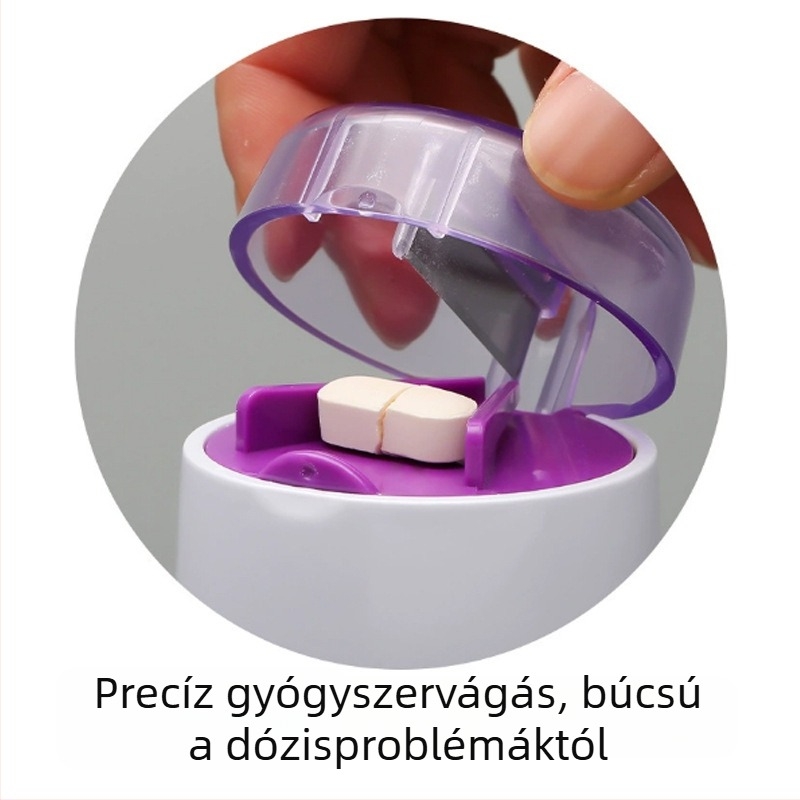 Élelmiszer-minőségű rozsdamentes acélból készült tablettamörítő, 3 az 1-ben, tárolóval és vágóval