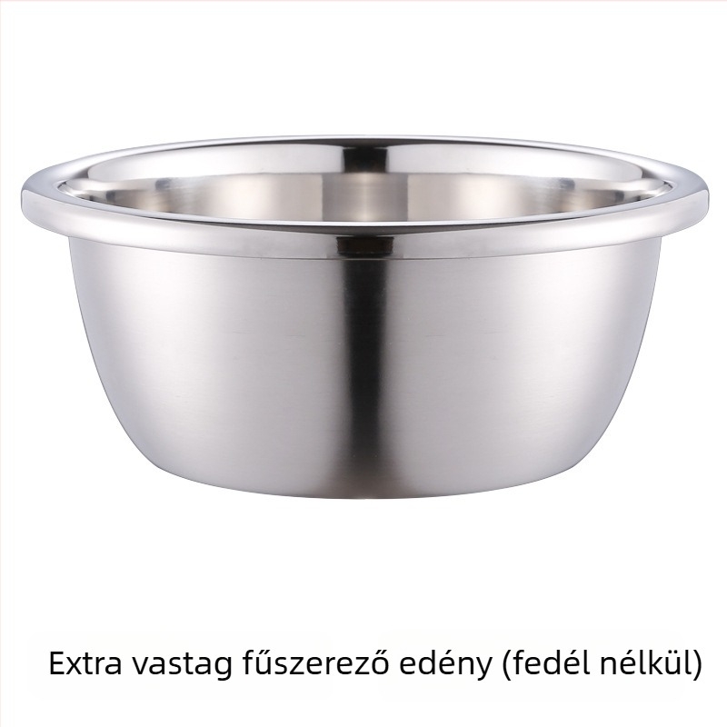 Vastagított rozsdamentes acél konyhai tál fedővel