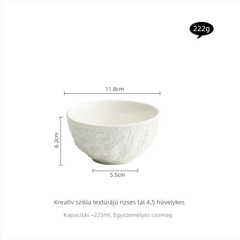 Kreatív porcelán rizs tál kanállal, otthoni használatra, 11 cm átmérő, kerek, egyszínű, könnyű luxus retro stílus
