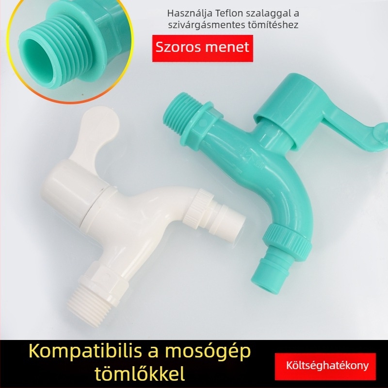 Konyhai 1/2 hüvelykes PVC műanyag csap mosógéphez, forró és hideg víz, repedésálló, vastított, szivárgásmentes, háztartási használatra