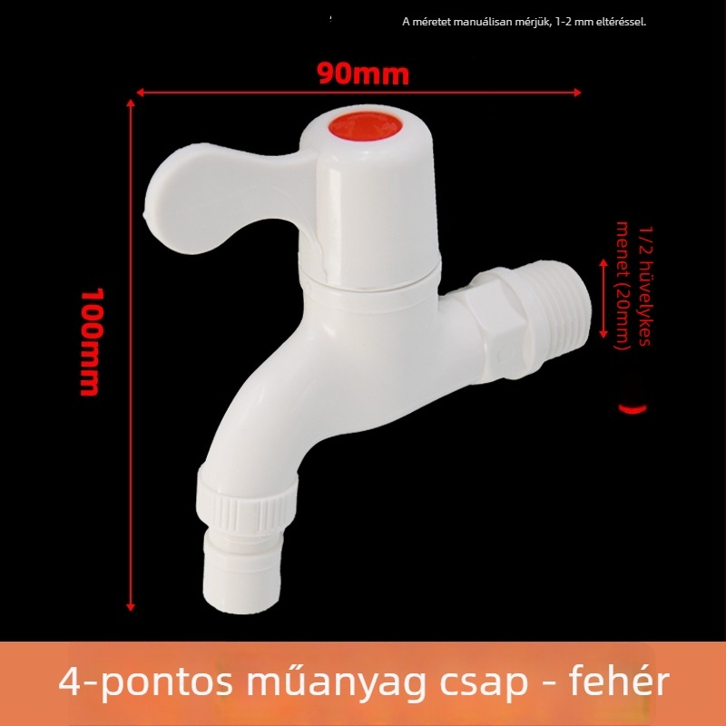 Konyhai 1/2 hüvelykes PVC műanyag csap mosógéphez, forró és hideg víz, repedésálló, vastított, szivárgásmentes, háztartási használatra
