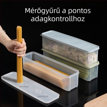 Tészta tároló doboz, téglalap alakú, fedéllel, nagy kapacitású