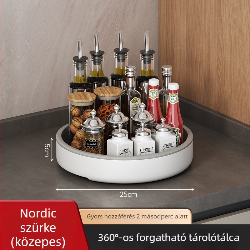 Konyhai forgó fűszertartó polc – üvegek és flakonok tárolására