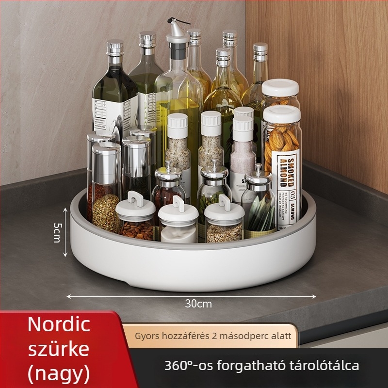 Konyhai forgó fűszertartó polc – üvegek és flakonok tárolására