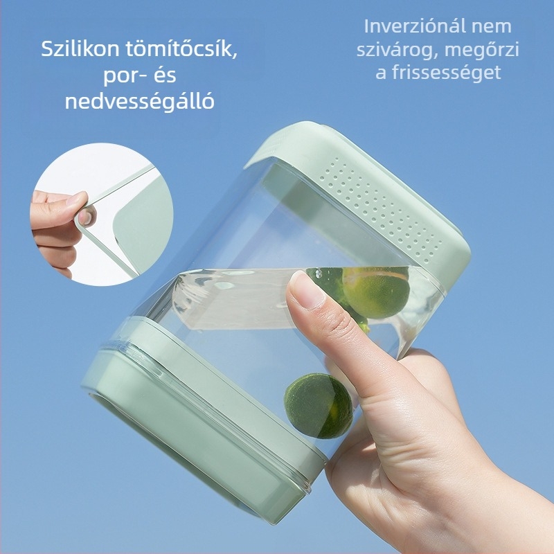 Négyzet alakú műanyag tárolóedény vákuumzárással, gabonafélék, tea és állateledel tárolására, 3,1–4 L