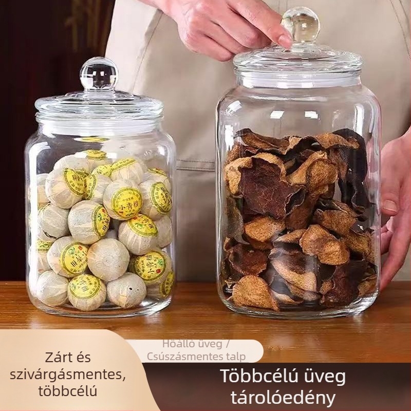 Zárható üvegtárolók száraz mandarinhéj tárolására, nedvességálló tea- és élelmiszer-tárolók, testreszabható