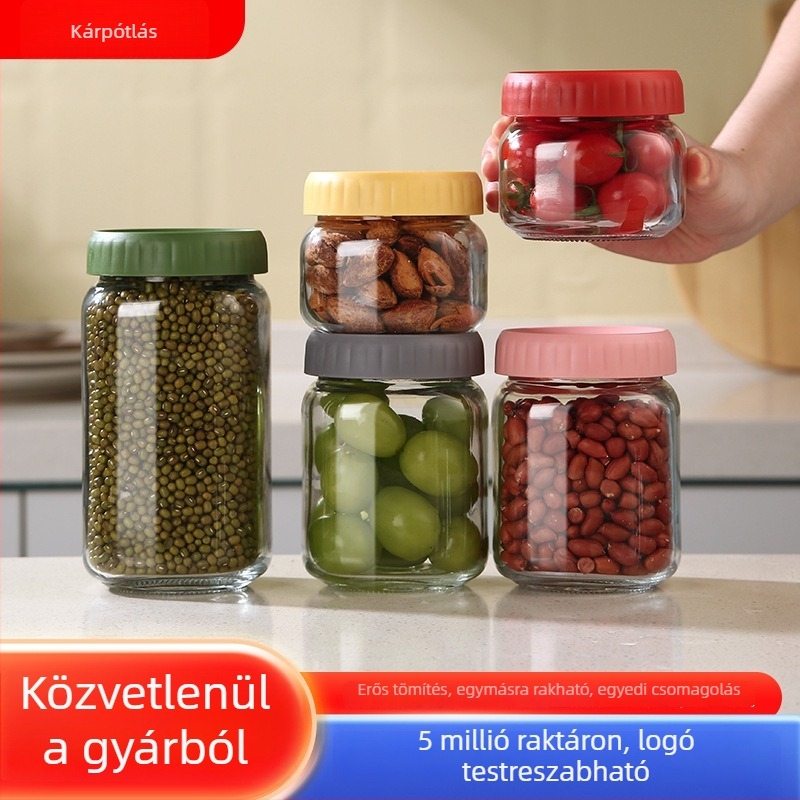 Doleto üveg – légmentesen záródó tároló készlet nassolnivalók, diófélék, gabonafélék és magvak tárolására (250/500/750 ml)