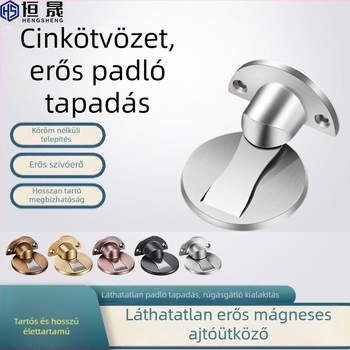 Lyukasztás nélküli talajra szerelhető ajtóütő, mágneses, erős, ütésvédő, cink ötvözet, otthoni használatra