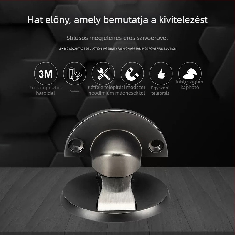 Lyukasztás nélküli talajra szerelhető ajtóütő, mágneses, erős, ütésvédő, cink ötvözet, otthoni használatra