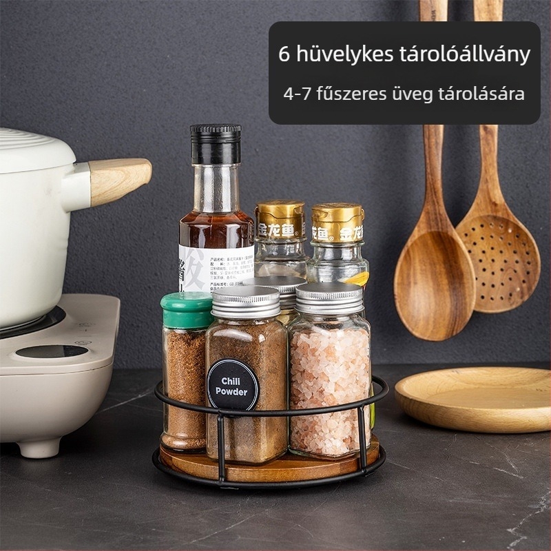 Fából készült Lazy Susan forgótálca – asztali rendező fűszerekhez, üvegekhez és kozmetikumokhoz