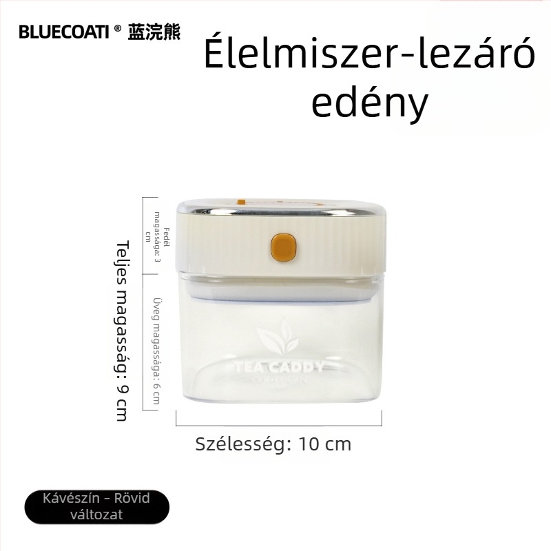 Üvegből készült kávébab-tároló, zárható fedővel, élelmiszer-minőségű teához és nassolnivalókhoz