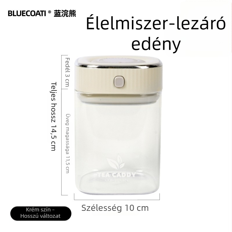 Üvegből készült kávébab-tároló, zárható fedővel, élelmiszer-minőségű teához és nassolnivalókhoz