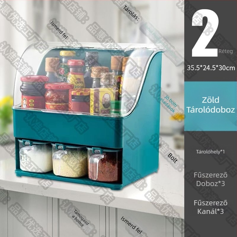 Fali fűszertartó készlet – több üveg tartozék, por- és nedvességálló, multifunkcionális