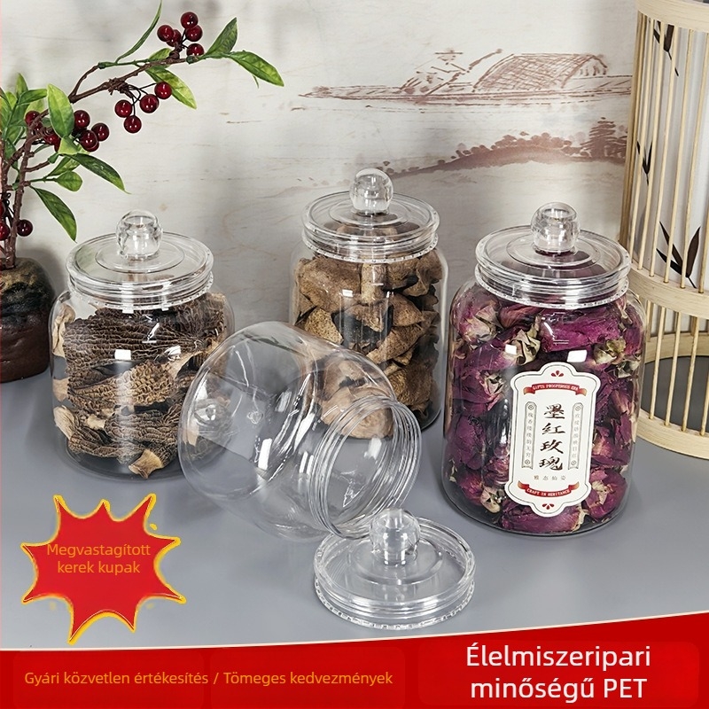 PET élelmiszer-minőségű zárható üvegek csomagoláshoz és tároláshoz száraz mandarinhéj, amerikai ginzen, gyógyfüvek, gabonák, diófélék és nasi
