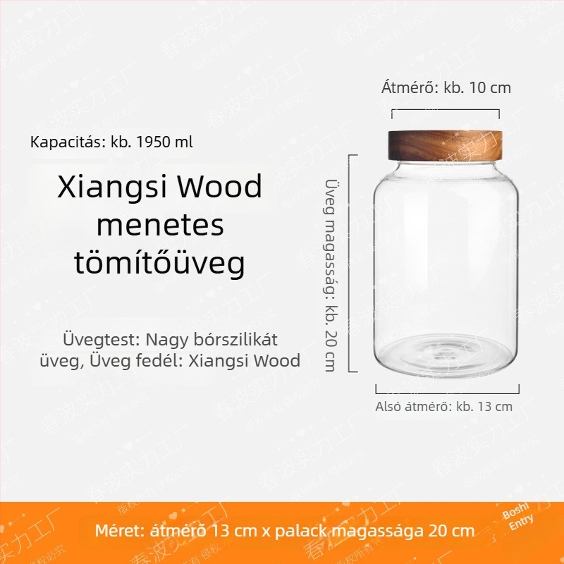 Csavaros fedelekkel ellátott üvegtárolók, mandarinhéj befőző üvegek, bor készítésére alkalmas üvegek, mézesüvegek, élelmiszerbiztos záródású üvegek