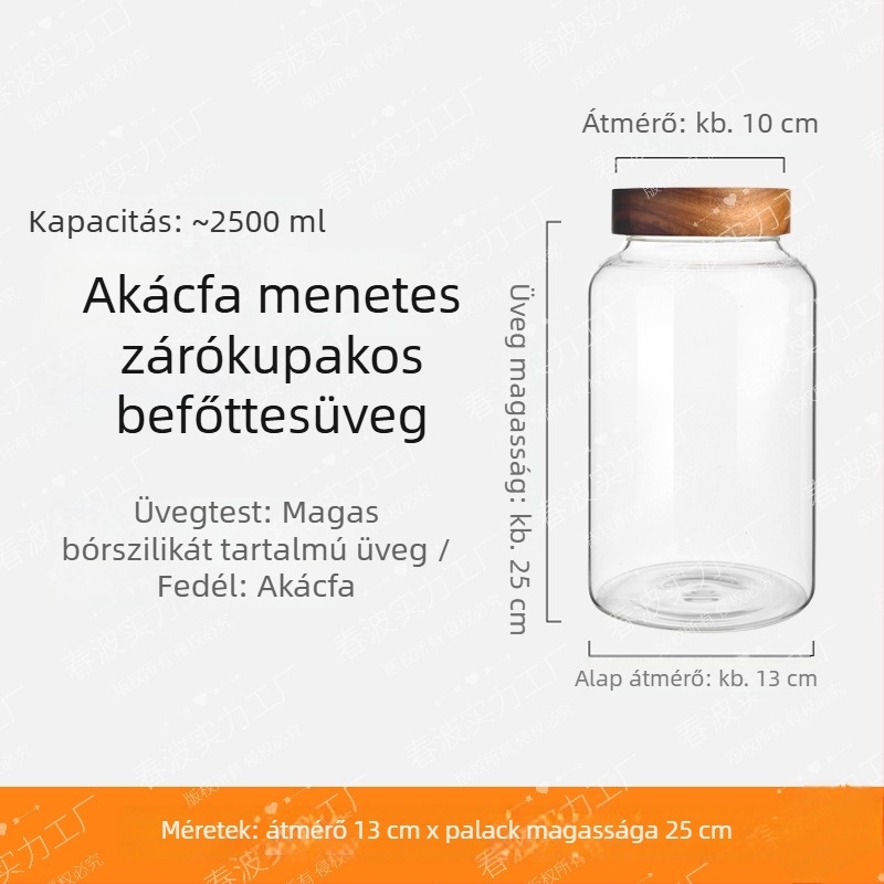 Csavaros fedelekkel ellátott üvegtárolók, mandarinhéj befőző üvegek, bor készítésére alkalmas üvegek, mézesüvegek, élelmiszerbiztos záródású üvegek