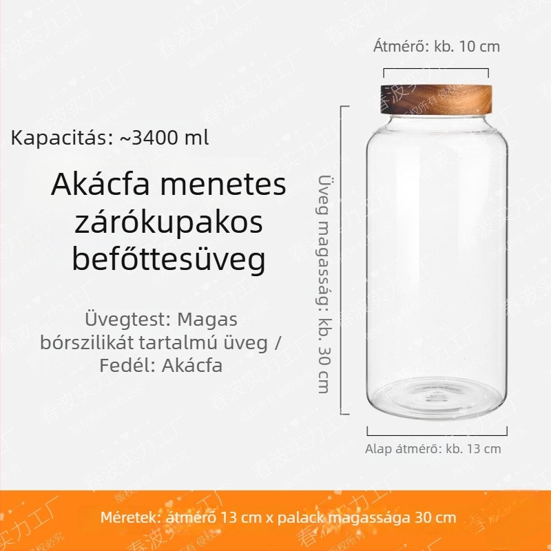 Csavaros fedelekkel ellátott üvegtárolók, mandarinhéj befőző üvegek, bor készítésére alkalmas üvegek, mézesüvegek, élelmiszerbiztos záródású üvegek