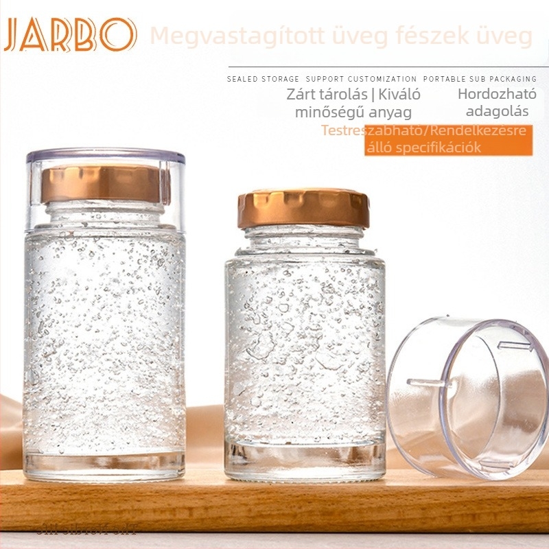 Átlátszó üvegtartó fedővel, hőálló és zárható, lekvárokhoz, mézhez és savanyúsághoz — üres üveg