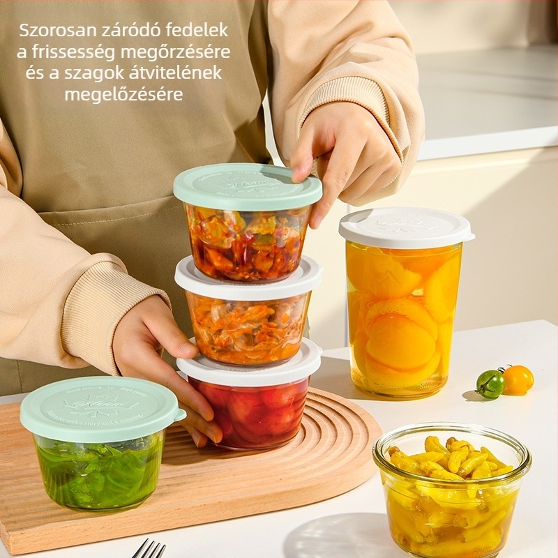 Élelmiszer-minőségű üveg tárolóedény lezárható, gyümölcs és savanyúság tárolására – konyha és hűtőszekrény