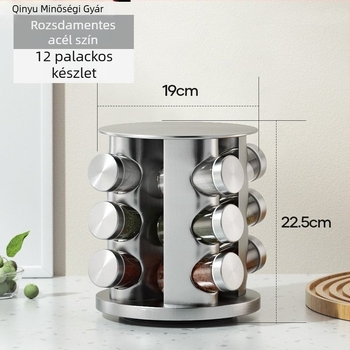 Többszintes rozsdamentes acél forgó fűszerállvány, nordic stílusú konyhához, 360°-os forgó platform a fűszertartók számára a konyhapulton