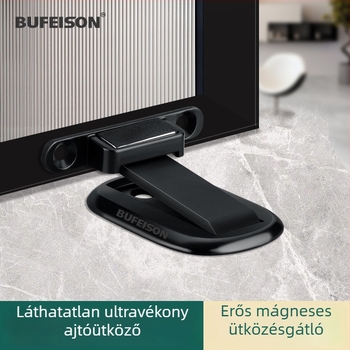 Ultra vékony, láthatatlan mágneses ajtókapocs üvegajtókhoz, fúrás nélküli, ütközésvédő, rendkívül keskeny keret alumíniumötvözetből