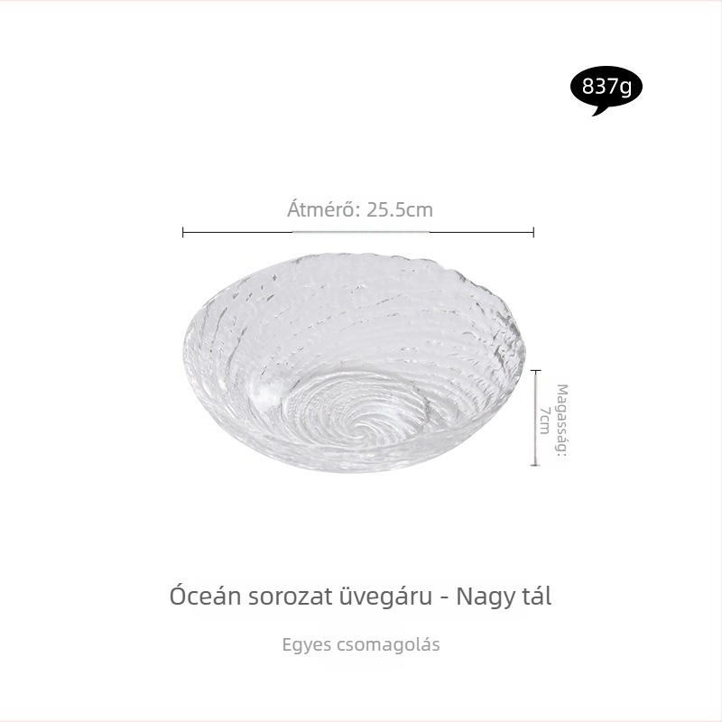 Canghai üveg gyümölcs tál, mély, luxus stílusban a gyümölcsök, saláta és joghurt számára; otthoni használatra, elegáns gyümölcstál