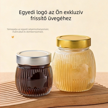Kézműves üvegből készült főző- és tárolóüveg, zárható fedéllel, hőálló és gőzölhető, otthoni használatra, mézhez, madárfészekhez és pudinghoz