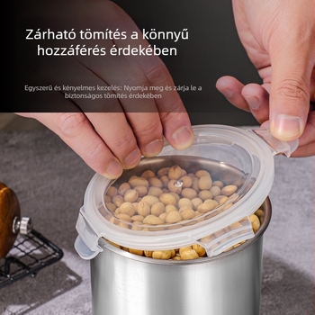 Rozsdamentes acél 401 zárható, légmentesen záródó tárolóedény, konyhai frissességmegőrző, 800–1000 ml