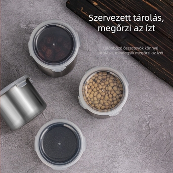 Rozsdamentes acél 401 zárható, légmentesen záródó tárolóedény, konyhai frissességmegőrző, 800–1000 ml