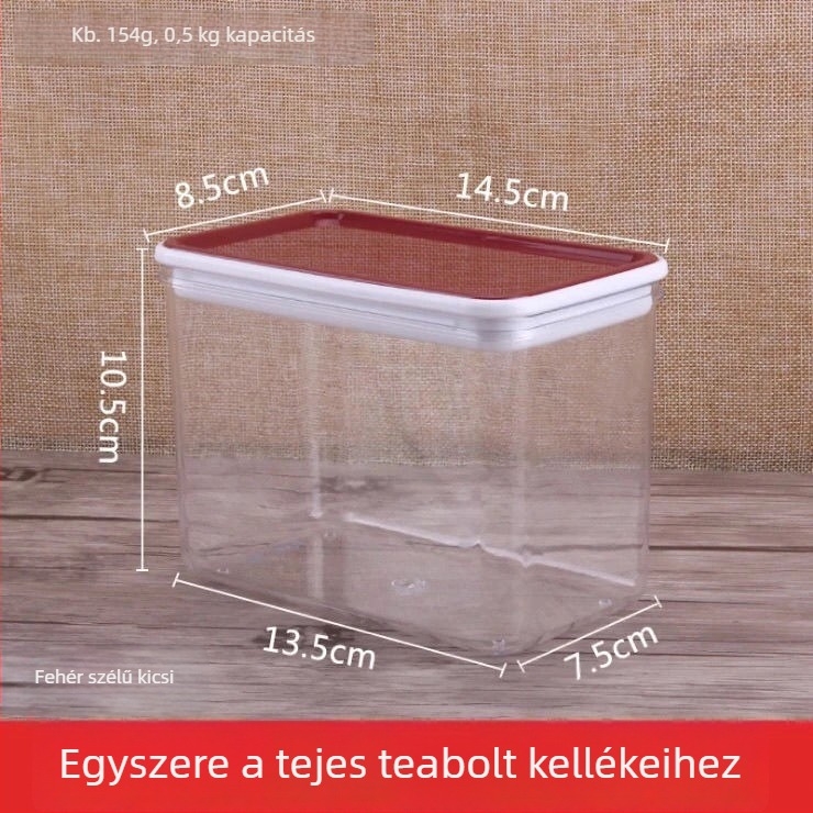 Műanyag négyszögletes zárható doboz gyümölcsporhoz és tej-tea porhoz – élelmiszer-minőségű tároló