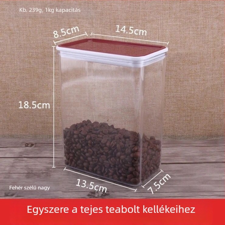 Műanyag négyszögletes zárható doboz gyümölcsporhoz és tej-tea porhoz – élelmiszer-minőségű tároló