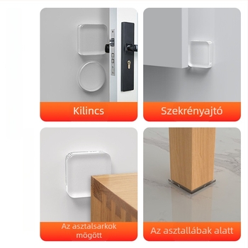 PU ütközés elleni ajtóvédő ragasztós, átlátszó ajtóstop a kilincshez, mosható