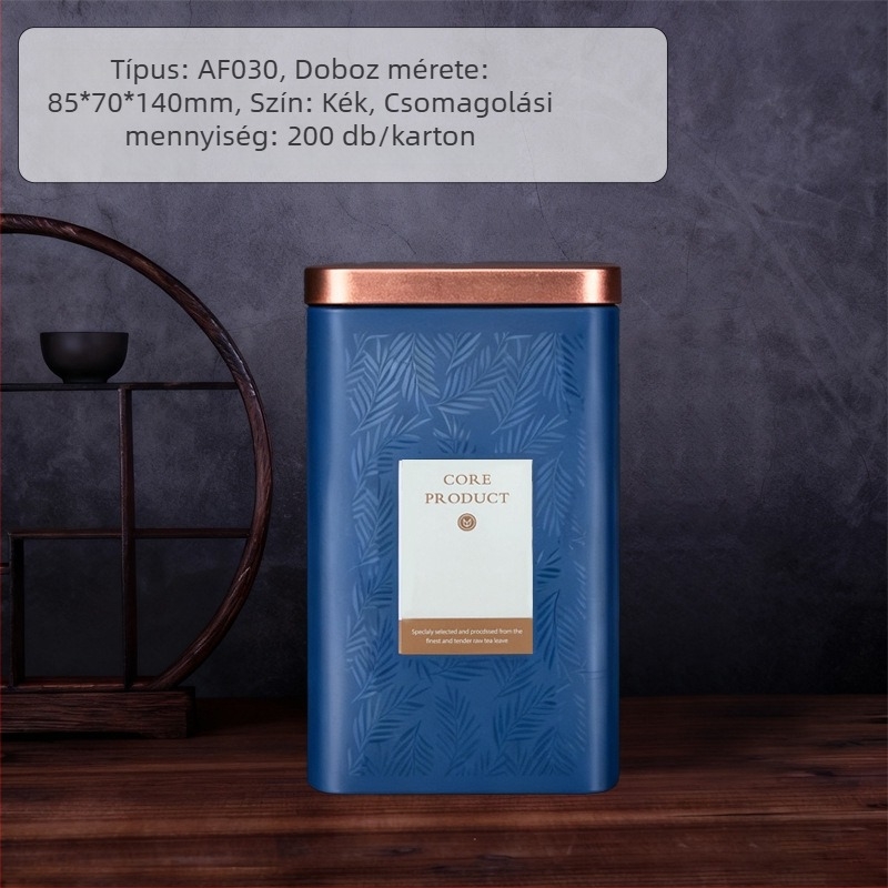 125 g négyszögletes fémdoboz teához, fekete és zöld tea, UV nyomtatás